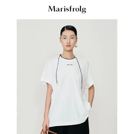 【环保面料】玛丝菲尔2023年夏季新款时尚字母印花休闲短袖T恤女商品大图