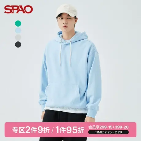SPAO男女同款春季新款连帽加绒多色休闲套头卫衣SPMHC4TU02图片