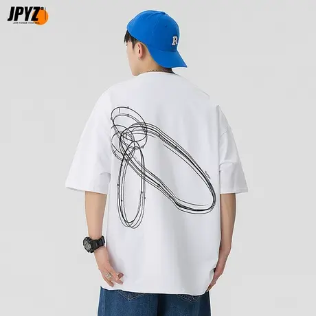 青少年短袖T恤男夏季2023新款圆领薄款帅气宽松大码半袖上衣服潮商品大图