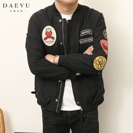春秋新款日韩风贴标大号潮胖子加肥加大码男士短款棒球领夹克外套商品大图