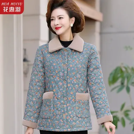 中老年妈妈冬装外套棉服女冬季棉衣新款奶奶短款洋气碎花秋冬棉袄图片