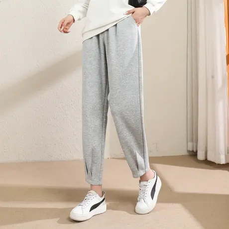 时尚百搭系带休闲长裤2022年秋季新款女士气质简约宽松高腰哈伦裤商品大图