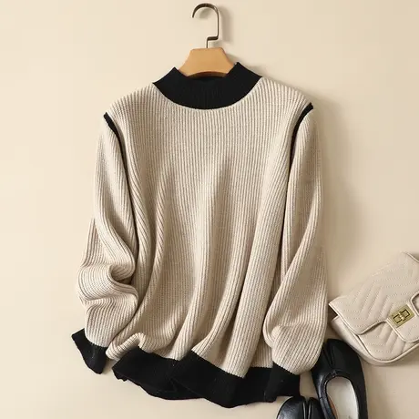 半高领毛衣女春装新款韩版外穿宽松套头加厚内搭长袖针织打底衫女图片
