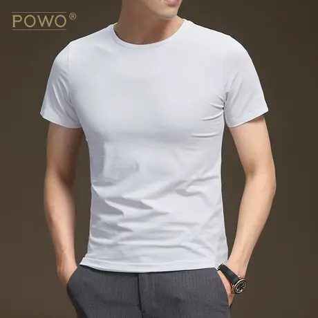t恤男士短袖白色圆领衣服韩版修身打底衫上衣潮流体恤夏季男装图片