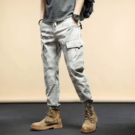 迷彩工装裤男春季宽松束脚哈伦2022春秋款潮牌男士休闲长裤子潮流图片