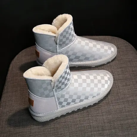 雪地靴女加绒加厚防水防滑2022年新款冬季短筒一脚蹬抗寒北方棉鞋商品大图