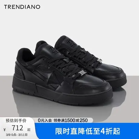 TRENDIANO官方潮牌撞色系带平底鞋休闲滑板鞋男新款冬季商品大图
