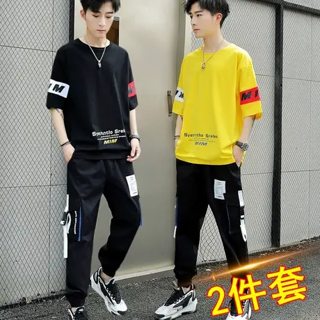青少年夏季休闲运动套装男高中初中学生男孩衣服潮流帅气大童夏装商品大图