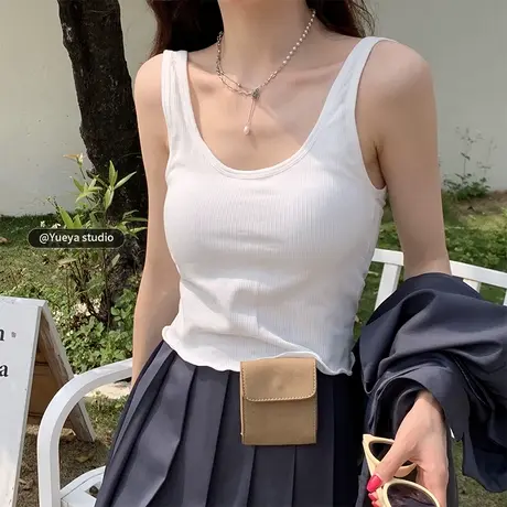 初秋新款小上衣吊带胸垫抹胸美背无袖背心女款夏内搭外穿打底衫潮图片