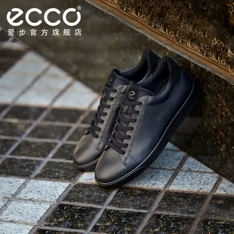 ECCO爱步小白鞋百搭男款 舒适透气真皮休闲鞋板鞋 街头轻巧521304图片