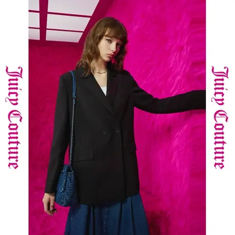 Juicy Couture橘滋23初秋冬新款时髦都市logo扣翻驳领女式外套商品大图