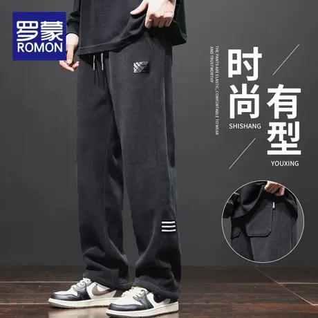 罗蒙休闲裤男春秋新款直筒宽松工装运动美式高街阔腿卫裤秋冬潮牌商品大图