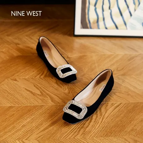 【倾城之恋】Nine West/玖熙方扣单鞋女夏季款法式平底鞋水钻通勤图片
