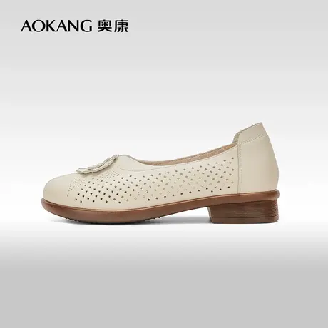 【门店发货】奥康女鞋 春秋季新款时尚单鞋妈妈鞋镂空透气百搭图片