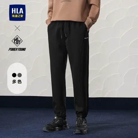 HLA/海澜之家POWER YOUNG分割拼接卫裤24秋冬季新款刺绣休闲裤男商品大图