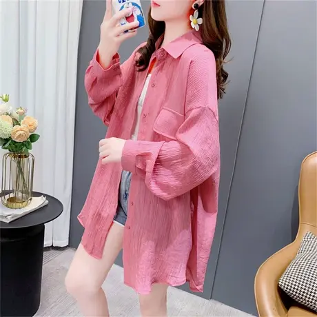 中长款防晒衣衬衫女夏季2023年新款宽松洋气百搭薄款开衫外套上衣商品大图