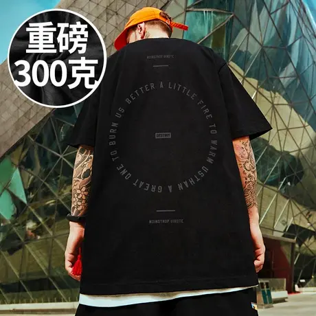 美式重磅复古纯棉高个子加肥加大码半袖男装胖子T恤夏季潮流短袖商品大图
