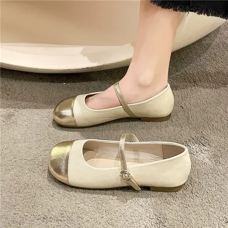 2023春季新款小香风浅口豆豆鞋女一脚蹬玛丽珍女鞋法式复古小皮鞋商品大图