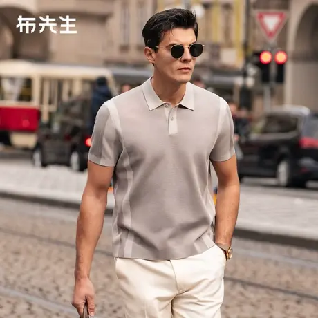 MrBu布先生时尚撞色T恤2025夏季翻领Polo拼色设计男款上衣AT16013图片