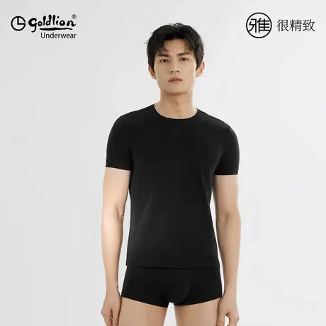 金利来男士打底t恤长绒棉80S高支面料轻盈柔软自然舒适圆领百搭商品大图