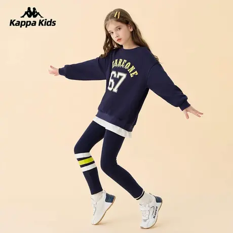 Kappa卡帕女童早秋套装2024秋季新款背靠背中大童运动套装打底裤商品大图