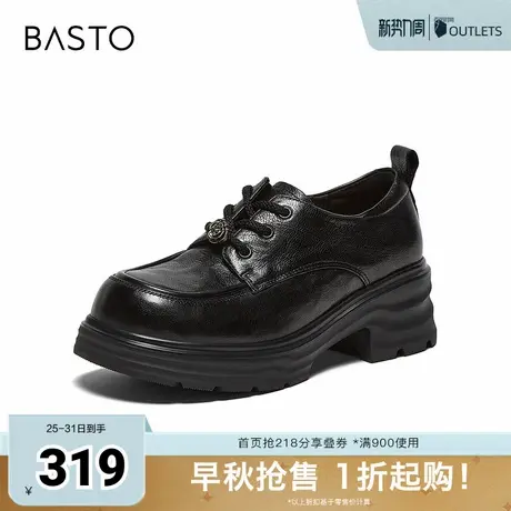百思图2025秋季新款牛津鞋时尚简约复古学院风粗跟女单鞋W6651CM5商品大图