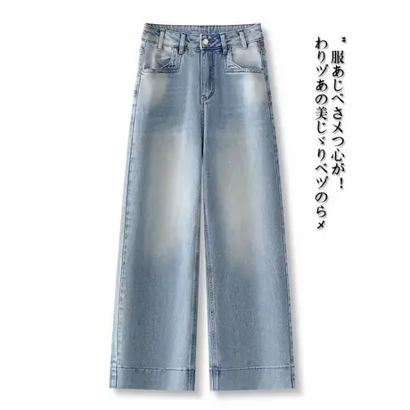 时尚百搭牛仔裤女2025新款春秋高腰显瘦遮胯宽松休闲通勤阔腿裤子图片