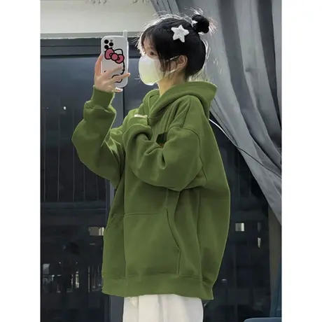 ins超火加绒加厚连帽卫衣女春秋冬季宽松显瘦bf慵懒风上衣外套潮商品大图