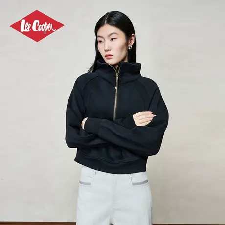 Lee Cooper孟子义代言半拉链卫衣女2025新款秋季时尚立领套头外套图片