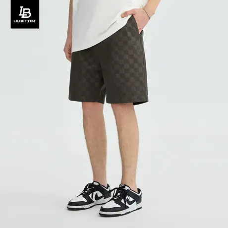 Lilbetter棋盘格休闲短裤美式潮牌裤子男款夏季宽松运动裤五分裤图片