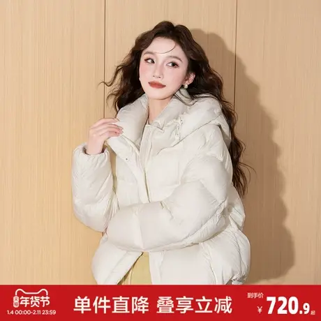 唐狮2026冬季新款女休闲羽绒服落肩款蓬松90鸭绒保暖短款羽绒外套商品大图