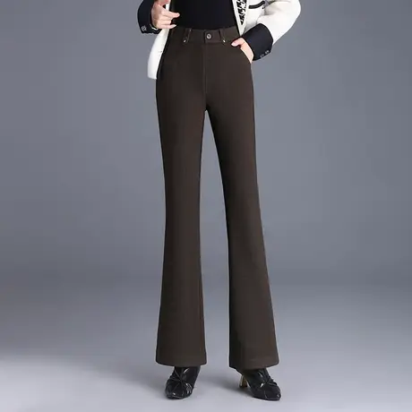 厚羊毛呢喇叭裤女秋冬2023新款高腰气质显瘦长裤西装裤微喇休闲裤商品大图