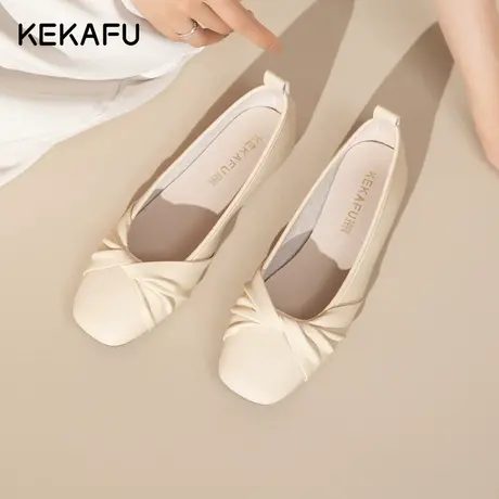 珂卡芙浅口单鞋女2023年新款秋季法式玛丽珍鞋女粗跟晚晚风温柔鞋商品大图