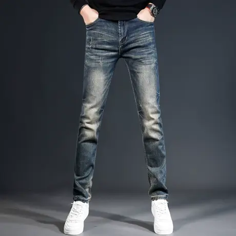 2023新款牛仔裤男秋冬款修身小脚裤商品大图
