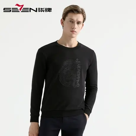 柒牌男装清仓秋冬男士纯棉保暖圆领套头卫衣时尚青年长袖打底衫图片
