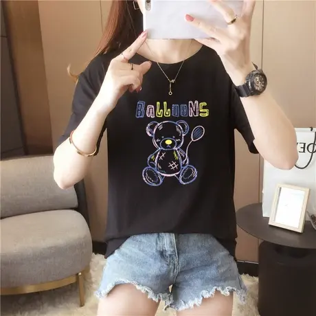 短袖女ins潮设计感小众夏季上衣2024新款宽松韩版胖mm大码女装t恤商品大图