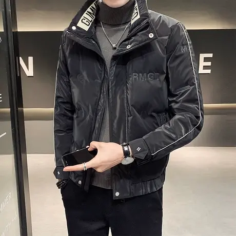 冬季潮牌立领羽绒服男短款加厚外套休闲痞帅冬装潮流羽绒棉衣袄子图片