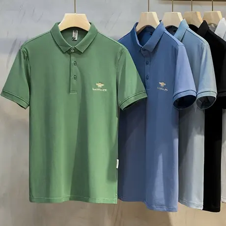 高端蜜蜂小刺绣polo衫男士潮流短袖T恤夏季新款商务休闲翻领上衣商品大图