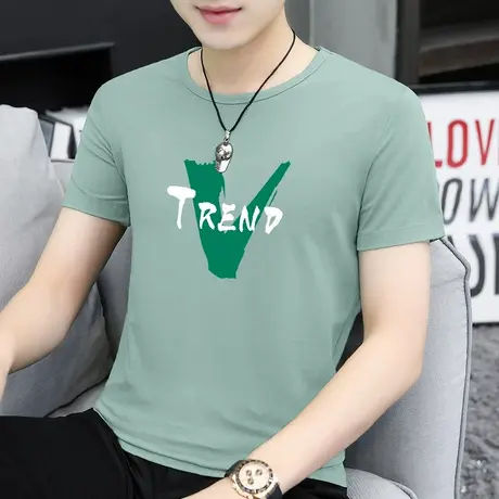 莫代尔t恤男士短袖冰丝速干圆领半袖凉感透气体恤潮牌夏季上衣服商品大图