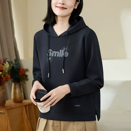 春秋季宽松连帽卫衣女2024年新款时尚刺绣宽松休闲上衣百搭潮外套商品大图