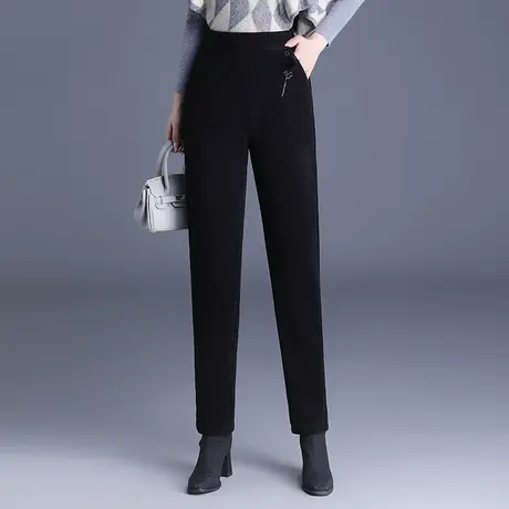 金貂绒小脚裤加厚裤子女秋冬2023新款松紧高腰遮胯哈伦裤显瘦长裤商品大图