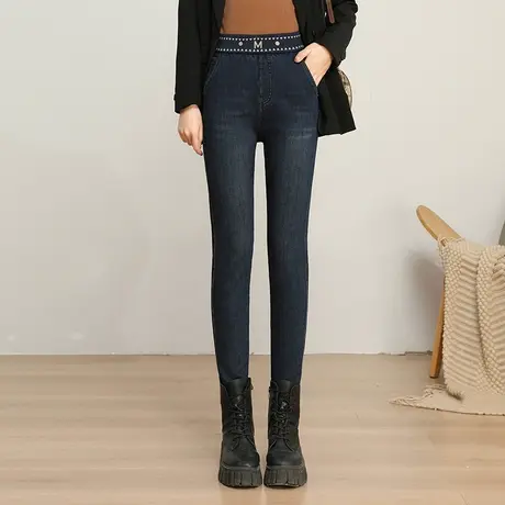 高腰修身显瘦小脚裤加绒加厚牛仔裤时尚百搭长裤女秋冬季2023新款图片