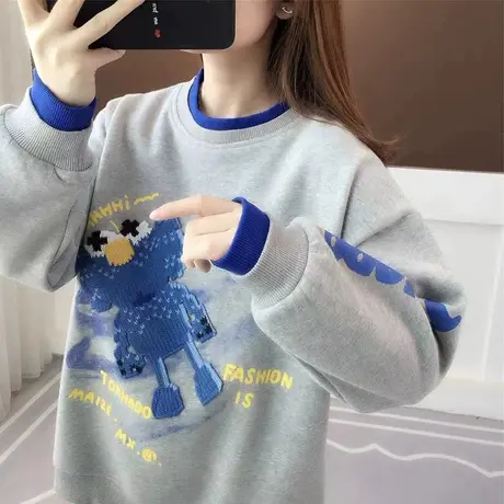 设计感小众卫衣女春秋季韩版宽松薄款ins小个子假两件上衣外套潮商品大图