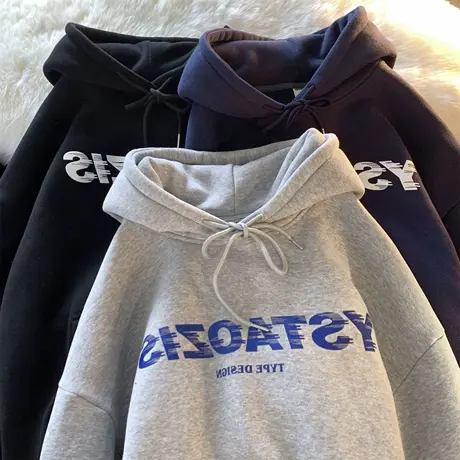 美式街头风连帽卫衣女港味chic秋冬加绒加厚ins潮情侣装外套上衣商品大图