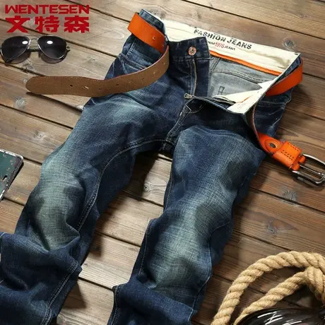 清仓！！弹力牛仔裤男直筒修身款青年潮牌休闲裤子男韩版潮流百搭图片