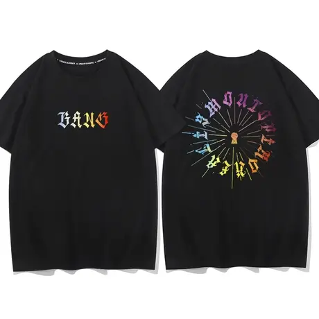 秀洛BANG钥匙孔印花T恤半袖刘聪同款衣服宽松潮流街头情侣装短袖商品大图