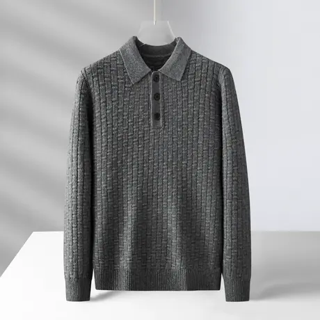 秋季新款针织外套男士时尚休闲高级感Polo领纯色套头百搭毛衣男装商品大图