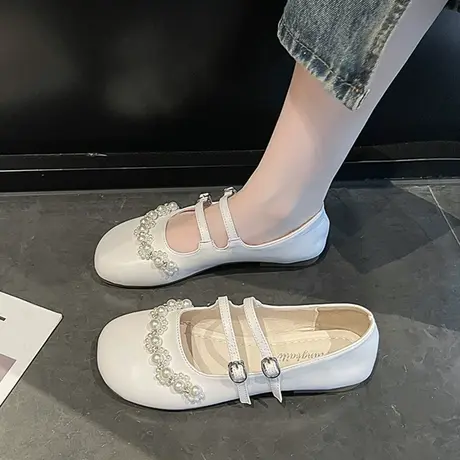浅口玛丽珍单鞋女2023春夏新款网红配裙子仙女风平底一脚蹬豆豆鞋商品大图