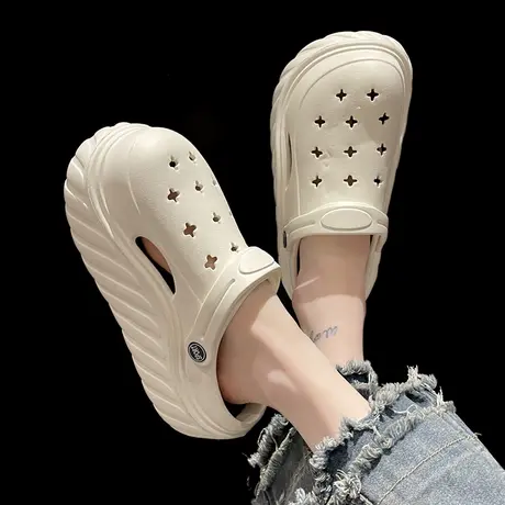 洞洞鞋踩屎感外穿女夏季时尚松糕厚底防滑凉鞋高跟两穿包头凉拖鞋商品大图