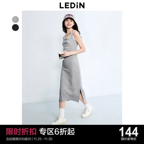 乐町休闲背心裙2023年夏季新款运动风吊带裙字母连衣裙内搭连衣裙商品大图